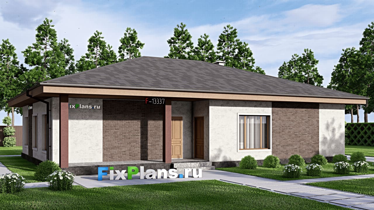 Одноэтажный дом F-13337 — фасад