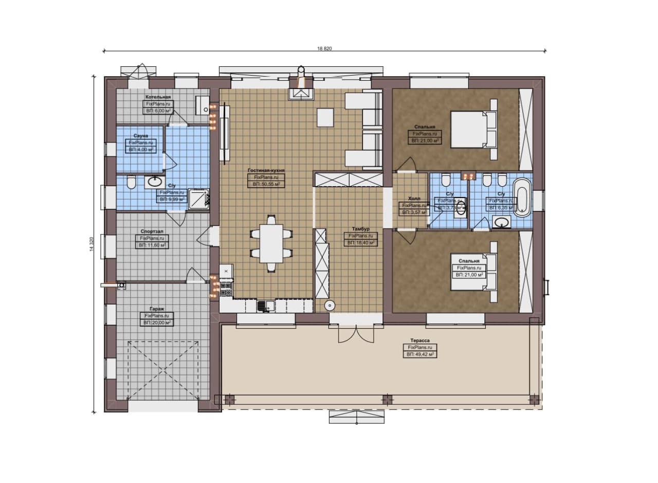 Планировка Одноэтажный дом F-12779