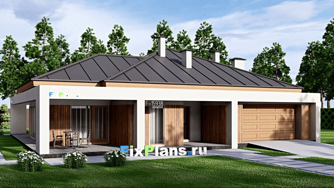 Одноэтажный дом F-15938 — фасад