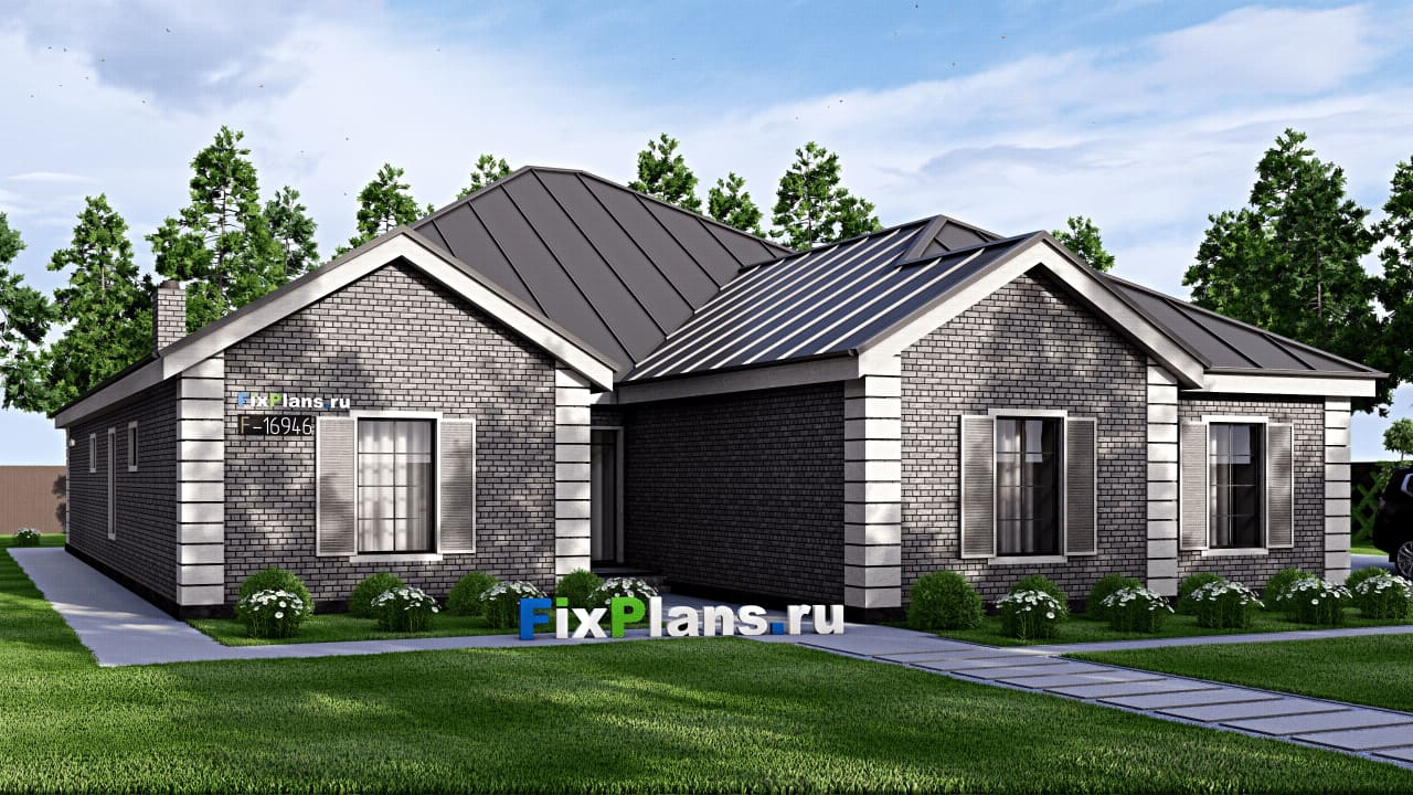 Одноэтажный дом F-16946 — фасад
