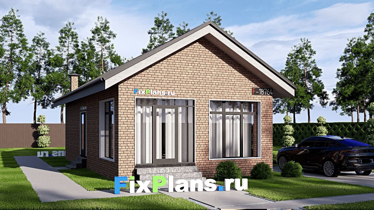 Одноэтажный дом F-18764 — фасад